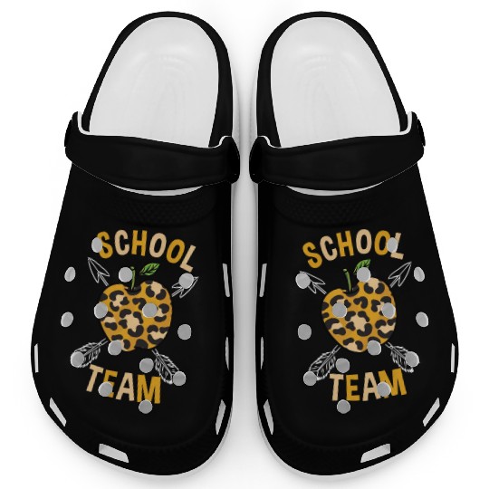 School Back To School Team Leopard Print Clogs