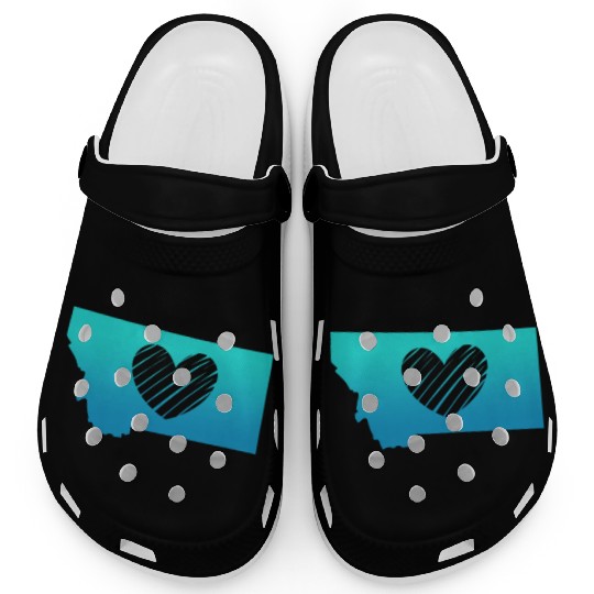 Montana Map Heart Clogs