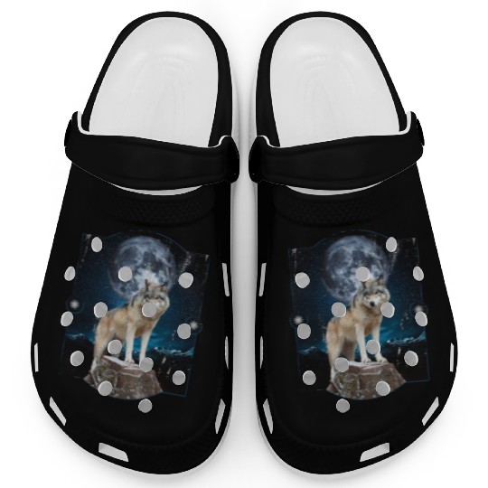 Wolf Moon Forest Wolves Nature Nature Liever Full Clogs