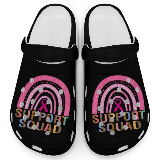 Support Squad Leopard Pink Warrior Breast Cancer Clogs