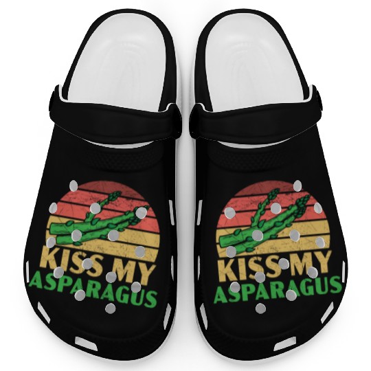 Kiss My Asparagus Lover Vegan Vegetable Vegetarian Clogs