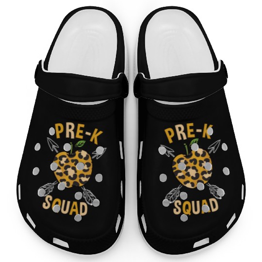 Pre-K Back To School Squad Leopard Print Clogs