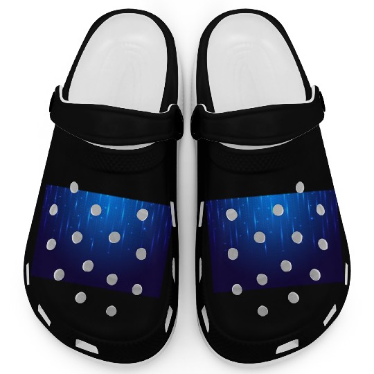 Navy Blue Glowing Neon Dots Clogs
