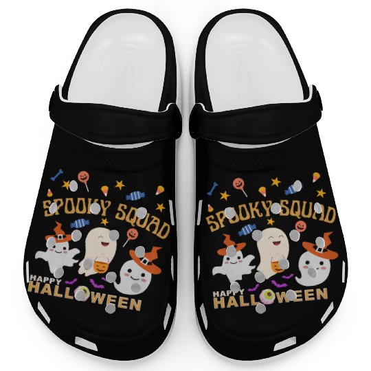 Happy Halloween, Spooky Squad, Cute Ghosts Design Clogs