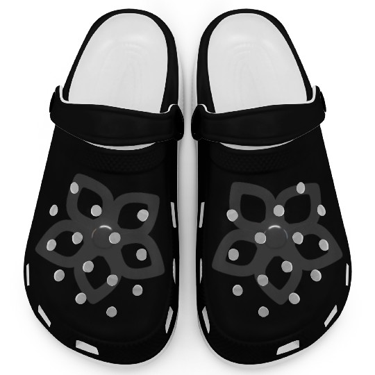 Metallic Silver Abstract Flower Cutout Petals Clogs