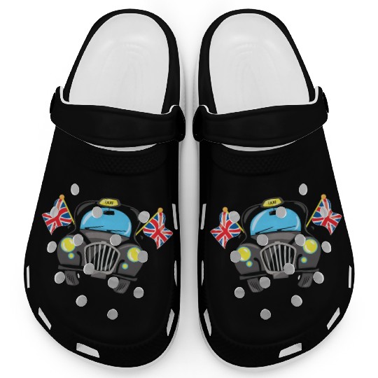 Taxi Hackney the black cab in London Clogs