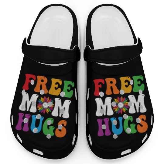 Free Mom Hugs Sunflower Rainbow LGBT Lesbian Gay Clogs