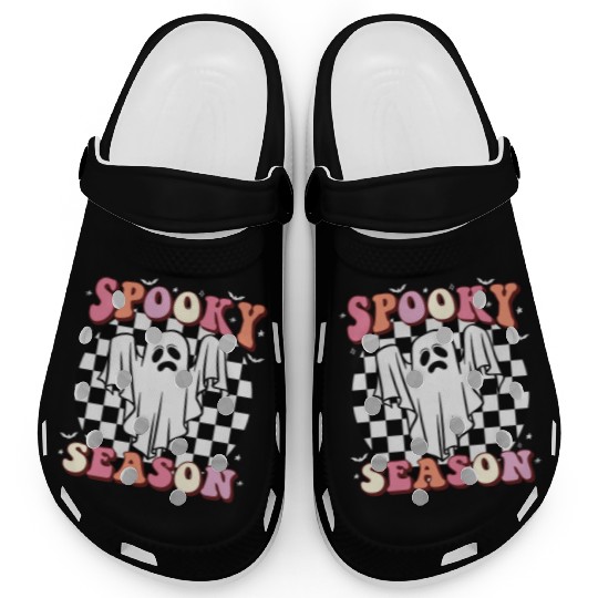 Spooky Season Halloween Vintage Text Design Clogs