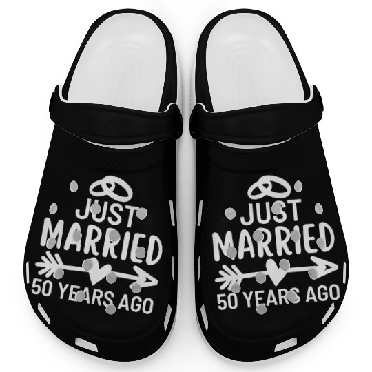 Just Married 50 Years Ago Wedding Anniversary Clogs