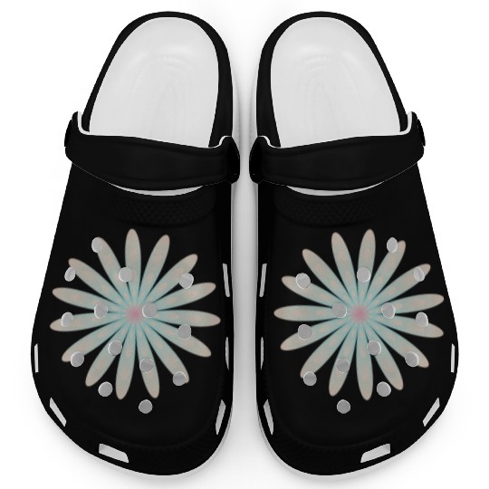 Blue and Coral Flower Clogs