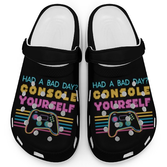 Console Yourself Funny Video Gamer Pun Youth Clogs