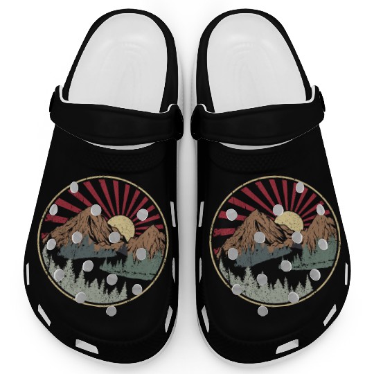 Mountains sun vintage Clogs