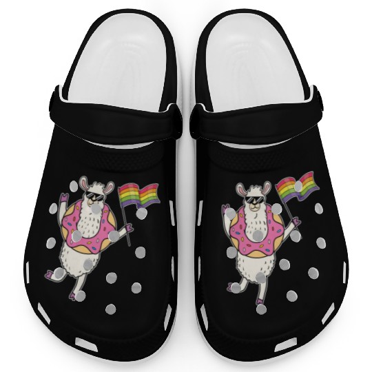 LGBT Rainbow Funny Llama Gay Pride Lesbian Gift Clogs