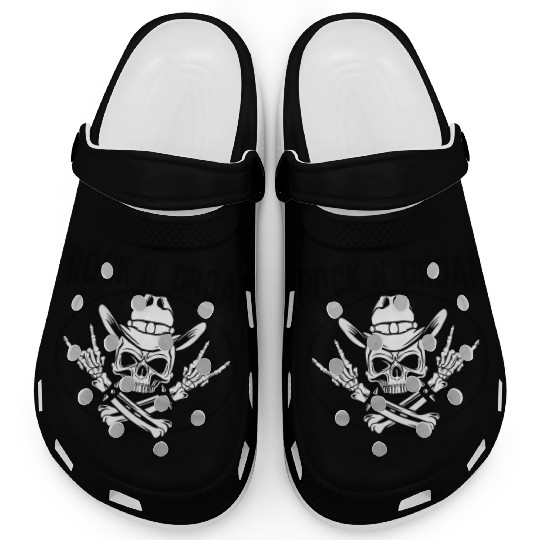 Halloween Cowboy Skeleton Rocker Hand Rock Clogs