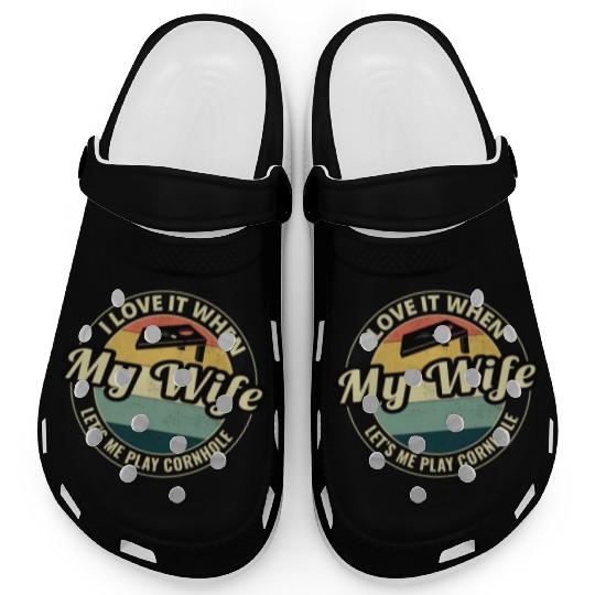 Cornhole Bean Bag Toss Lawn Game Husband Wife Clogs