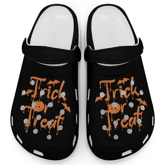 Halloween Trick or Treat Spooky Orange Color Font Clogs