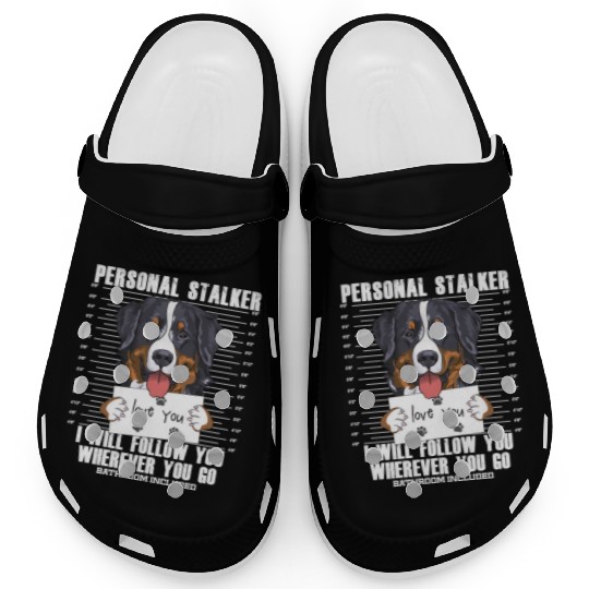 Bernese Mountain Dog Stalker Cartoon Clogs