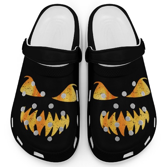 Retro Jack O Lantern Scary Carved Pumpkin Face Clogs
