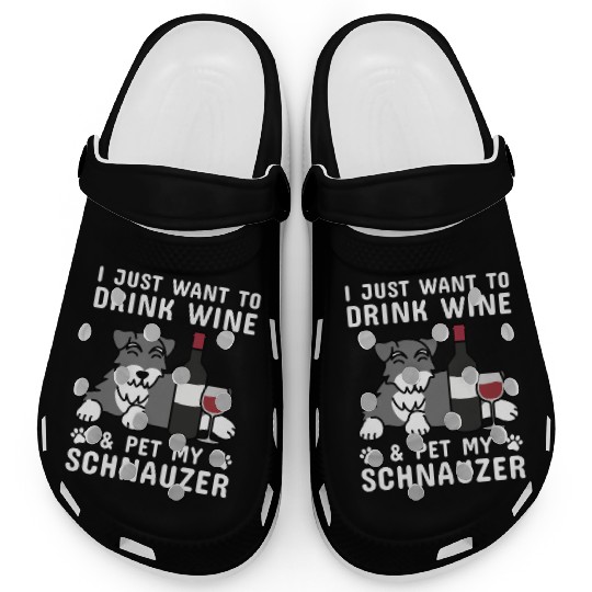 Drink Wine And Pet My Schnauzer Clogs