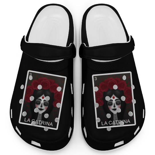 La Catrina Card Day Of Dead Mexican Lottery Card Clogs