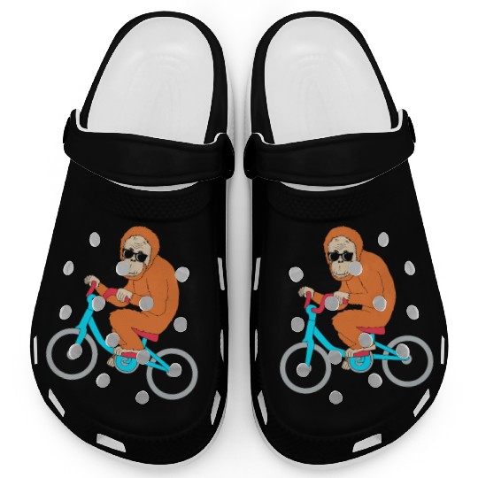Monkey Riding A Bike Funny Ape Orangutan Clogs