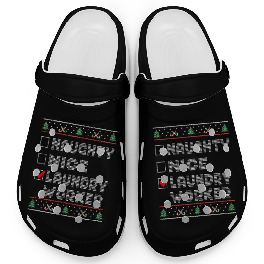 Naughty Nice Laundry Worker, Matching Christmas Clogs