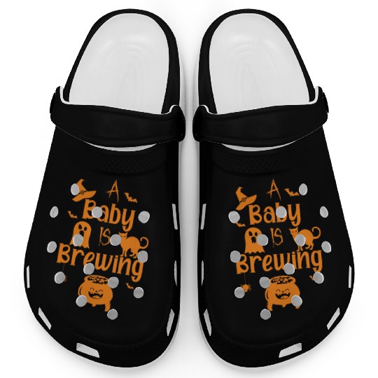 A Baby Is Brewing Maternity Halloween Women Funny Clogs