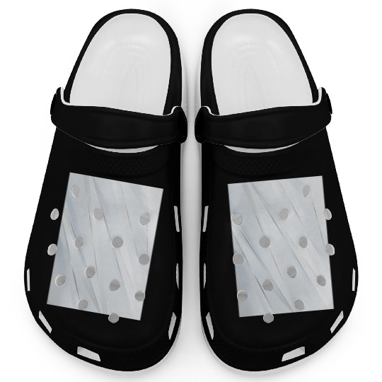 Luxury White Silver Stripes Clogs