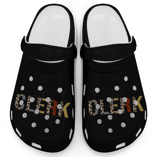 Data Entry Clerk Leopard Print Funny Clogs