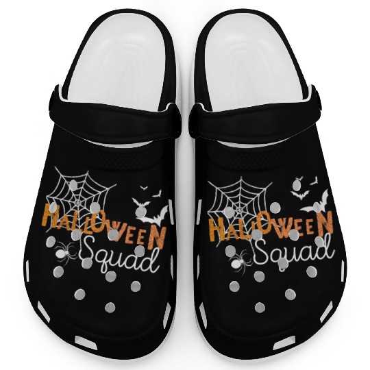 Halloween squad with spider web and spider spooky Clogs