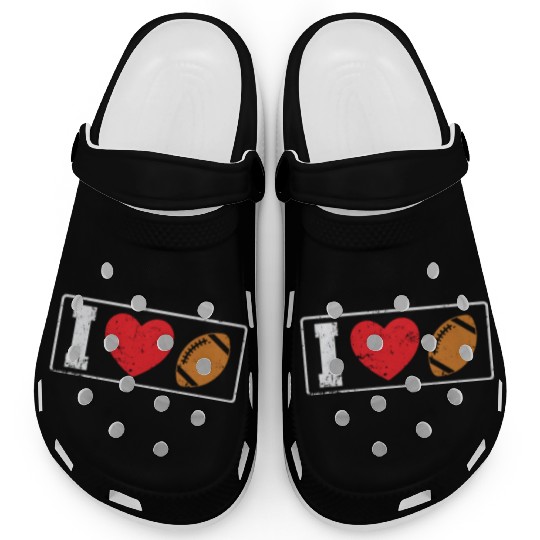 I Love Football Heart Short America Sports Clogs