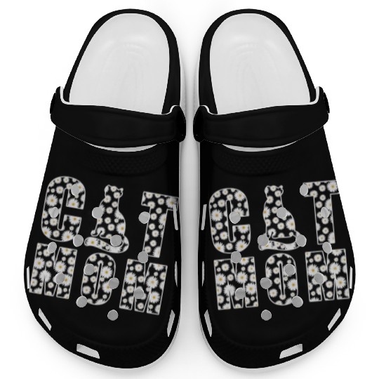 Cat Mom Cute Flowers Gift for Cat Lover Clogs