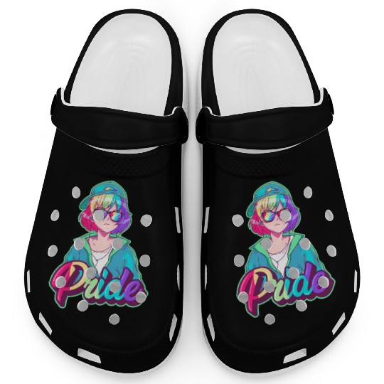 Gay Pride Anime Girl Hip Hop Rainbow Gay Flag LGBT Clogs