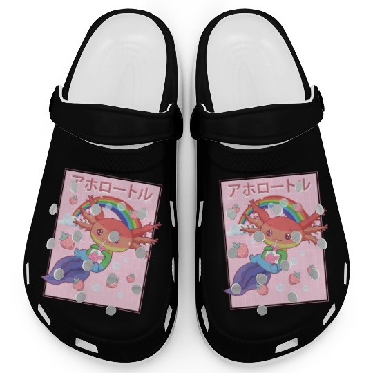 Kawaii Axolotl Strawberry Milk Gay Pride Clogs