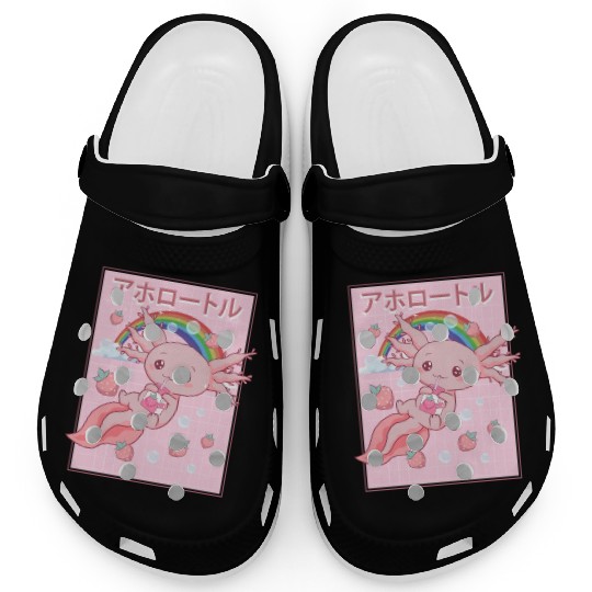 Kawaii Axolotl Strawberry Milk Clogs