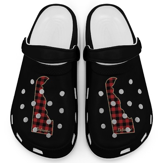 Delaware Buffalo Plaid Silhouette Home State Pride Clogs