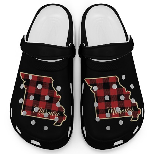 Missouri Buffalo Plaid Silhouette Home State Pride Clogs