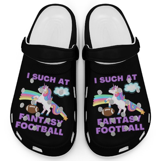 I Suck At Fantasy Football Funny Cute Unicorn Clogs