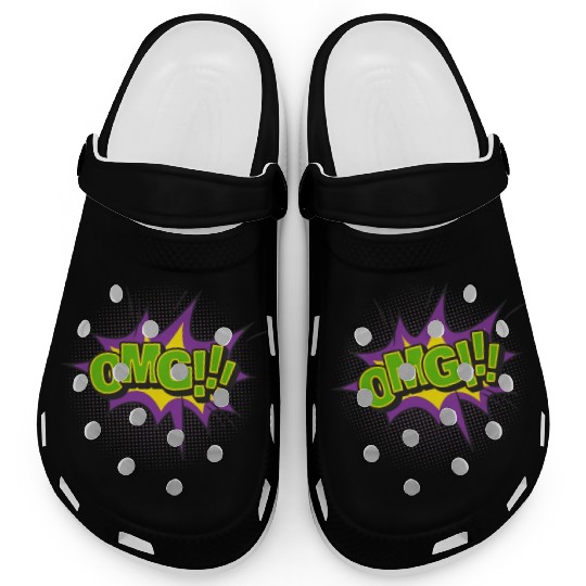 Comic Style OMG Expression Design Clogs