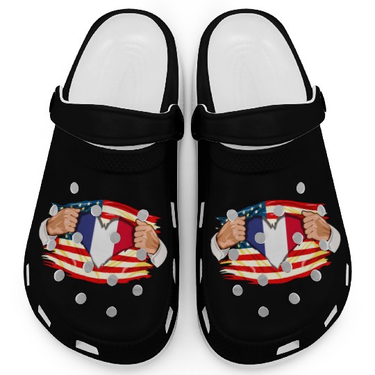 French Who Live in America France Flag Clogs