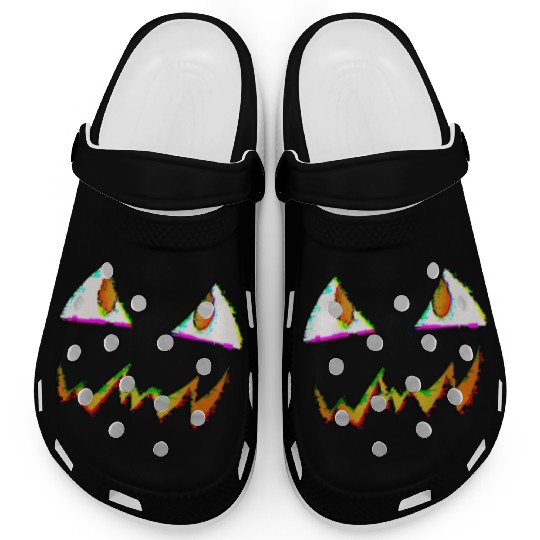 Jack O Lantern Face Glitch Clogs