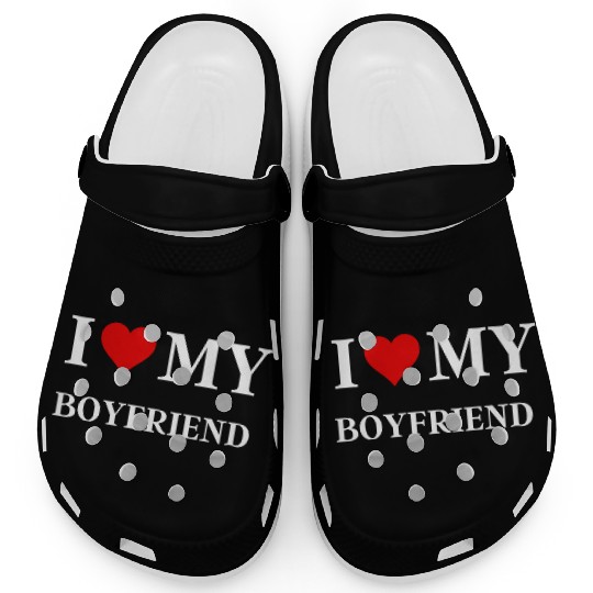 I Love My Boyfriend Black Clogs