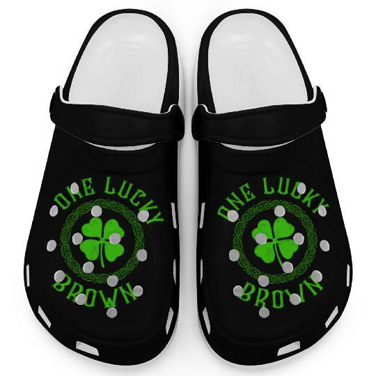 One Lucky Brown Irish Family 4 Leaf Clover Clogs