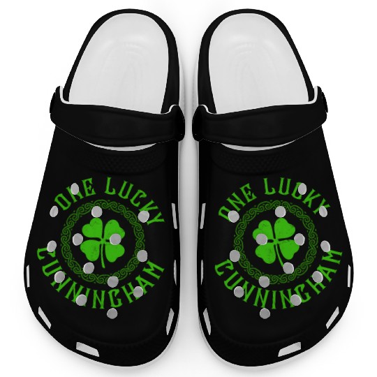 One Lucky Cunningham Irish Family 4 Leaf Clover Clogs