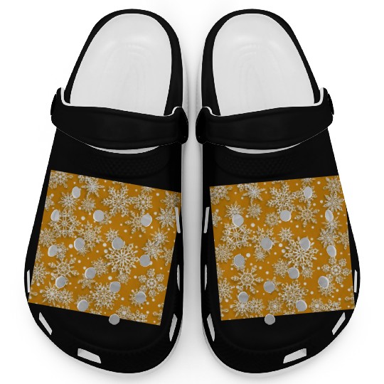 Orange Snowflakes Pattern Clogs