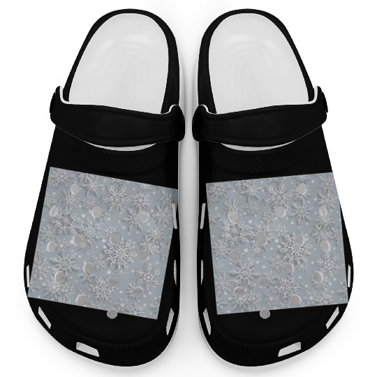 Grey Snowflakes Pattern Clogs