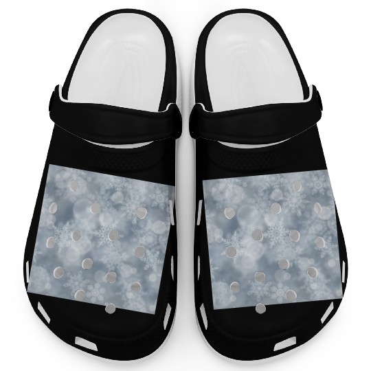 Grey White Snowflakes Pattern Clogs