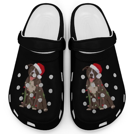 Pittie Pitbull Christmas Lights Xmas Dog Lover Clogs