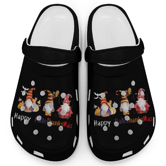 happy hallo thanksmas Thanksgiving gnome Funny Clogs