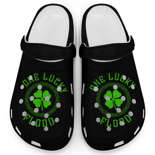 One Lucky Flood Irish Family Four Leaf Clover Clogs